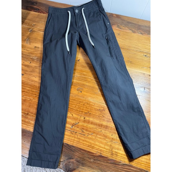 Vuori Womens Ripstop Slim Pant in Charcoal Midrise Drawstring Organic Cotton - Picture 8 of 13